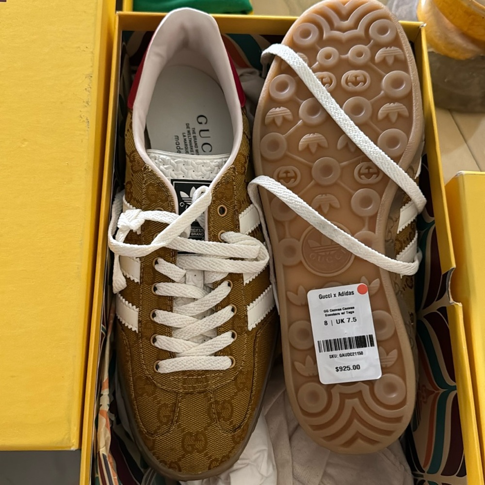 Gucci x Adidas men's gazelle GG sneakers